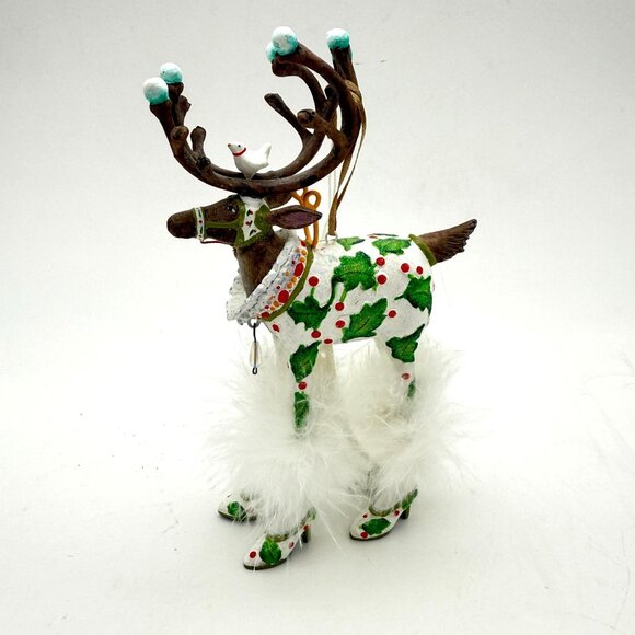 Vtg Patience Brewster Dash Away Vixen Reindeer Ornament w/ Box Feather Trim 7 in - Picture 2 of 15